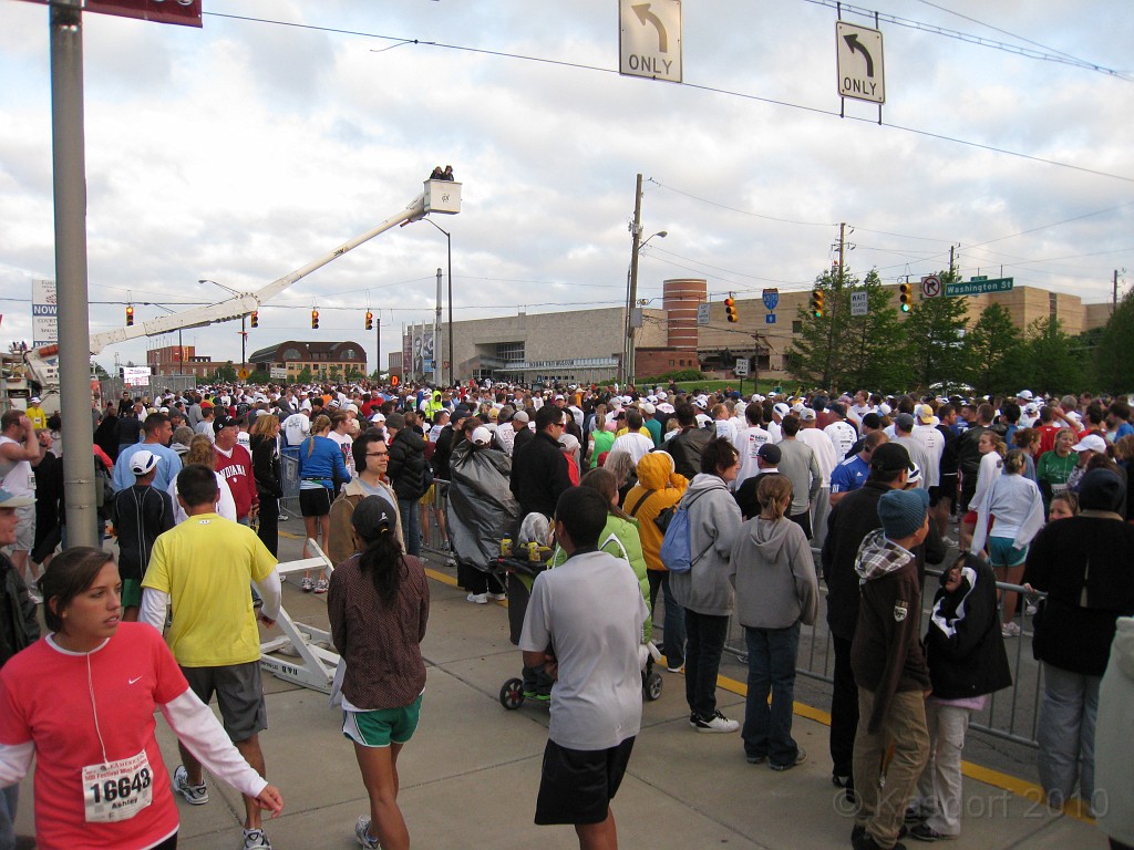Indy Mini-Marathon 2010 185.jpg - Bucket trucks taking photos and directing people.